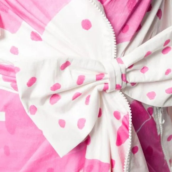 MOSCHINO Brushstroke Scribble Sketches Pink Trench Coat Dress Poplin 2019 BARBIE - Picture 13 of 17